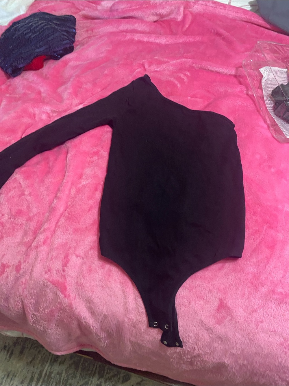 Free People Girls One-Shoulder Black Bodysuit
